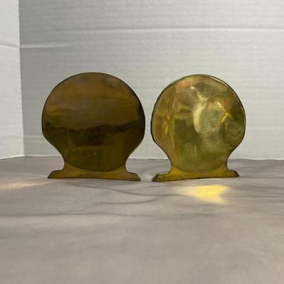 Vintage Brass Clamshell Bookends