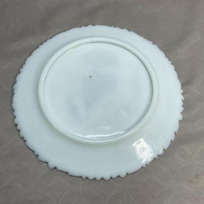 1900s Troubadoor Milk Glass Plate