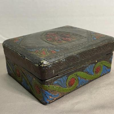 Leather Covered Wood Box and Mens Jewelry