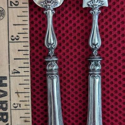 2 pc Antique French Philippe Berthier 950 silver Condiment hors d'oeuvre serving spoon and fork