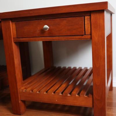Pair of Cherry Wood End Tables with Drawer