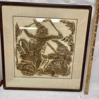 Vintage Thai Temple Religious Iconography square framed