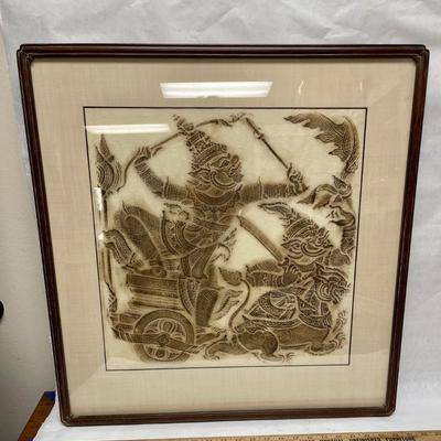 Vintage Thai Temple Religious Iconography square framed