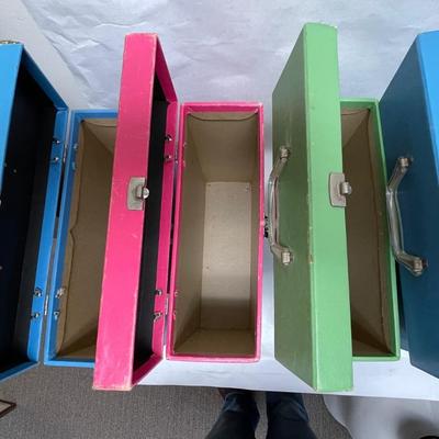 LOT of 4 Retro Album Boxes Vintage freestanding Storage Carrying Cases