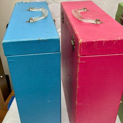 LOT of 4 Retro Album Boxes Vintage freestanding Storage Carrying Cases