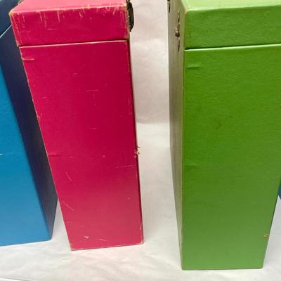 LOT of 4 Retro Album Boxes Vintage freestanding Storage Carrying Cases