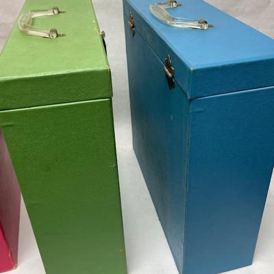 LOT of 4 Retro Album Boxes Vintage freestanding Storage Carrying Cases