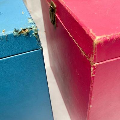 LOT of 4 Retro Album Boxes Vintage freestanding Storage Carrying Cases