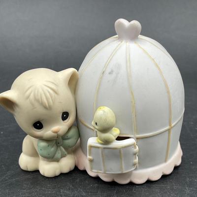 Precious Moments Figurine CAN’T BE WITHOUT YOU cat with birdcage & bird