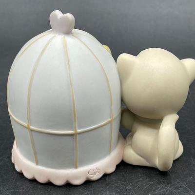 Precious Moments Figurine CAN’T BE WITHOUT YOU cat with birdcage & bird