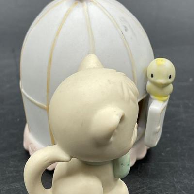 Precious Moments Figurine CAN’T BE WITHOUT YOU cat with birdcage & bird