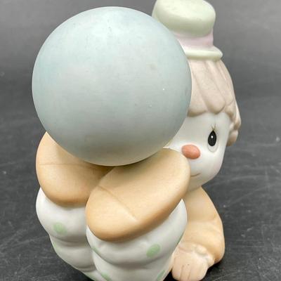 Precious Moments Clown with blue ball Enesco bisque china figurine
