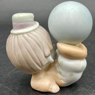 Precious Moments Clown with blue ball Enesco bisque china figurine