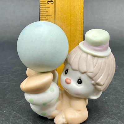 Precious Moments Clown with blue ball Enesco bisque china figurine