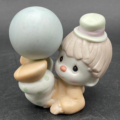 Precious Moments Clown with blue ball Enesco bisque china figurine
