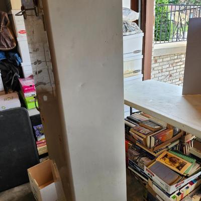 Vintage Metal Cabinet, one door, rounded top, 5 shelves. 18w x 15 deep x65 tall