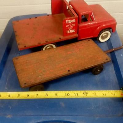 LOT 182 OLD METAL FARM TRUCK AND WAGON