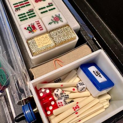 Vintage mahjong- gold foil Complete with extras