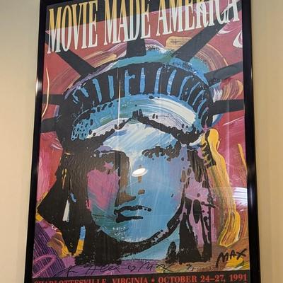 Statue of Liberty ORIGINAL MOVIE MADE AMERICA PETER MAX POSTER 1991 Framed