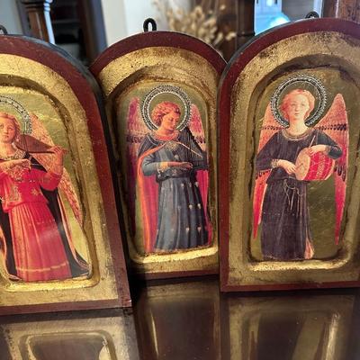 Russian Gilt icon lot of 3 angels