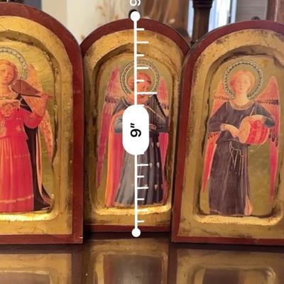 Russian Gilt icon lot of 3 angels
