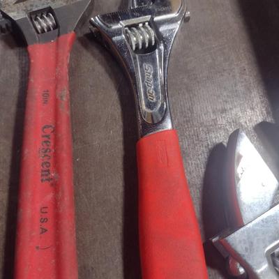 Assorted Crescent Wrenches Includes Snap-On Various Sizes