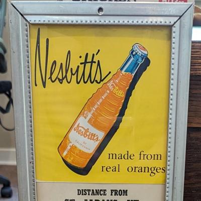 Vintage store sign Nesbitt's orange soda Framed Advertisement