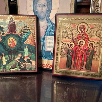 Lot of 5 Russian icons - one pair