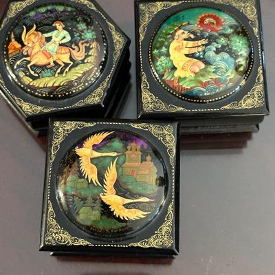 Set of 3 Russian lacquer boxes