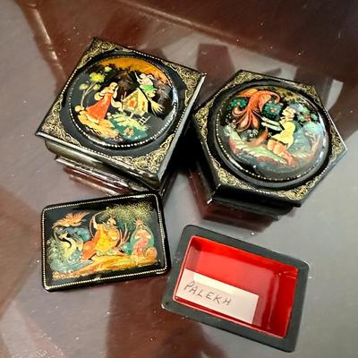 Russian lacquer box lot of 3