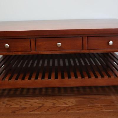 Cherry Solid Wood Coffee Table with Six Drawers