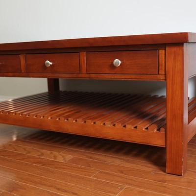 Cherry Solid Wood Coffee Table with Six Drawers