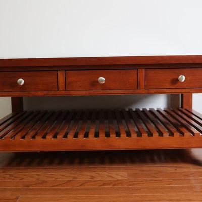 Cherry Solid Wood Coffee Table with Six Drawers