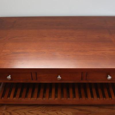 Cherry Solid Wood Coffee Table with Six Drawers