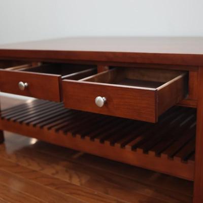 Cherry Solid Wood Coffee Table with Six Drawers