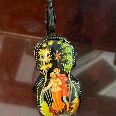 Russian lacquer box cello shape