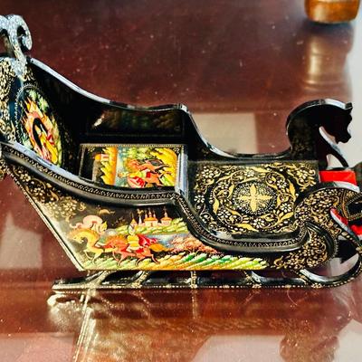 Russian lacquer box sled shape