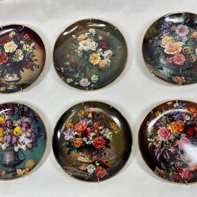 Decorative Collector Plate Set of 8 - Majestic Bouquet Franklin Mint Heirloom