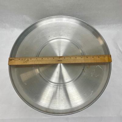 Vintage Aluminum 50’s Lazy Susan, Red & Black, Holiday Serving Tray with Pedestal