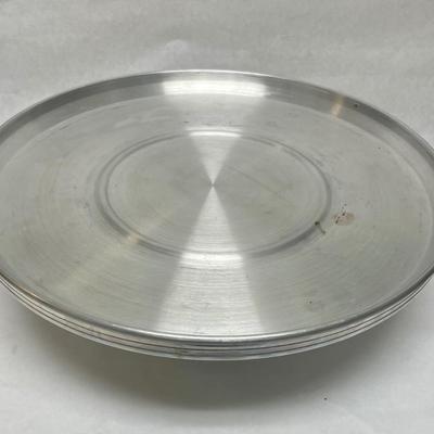 Vintage Aluminum 50’s Lazy Susan, Red & Black, Holiday Serving Tray with Pedestal