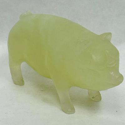 Antique Carved Yellow Jade Pig