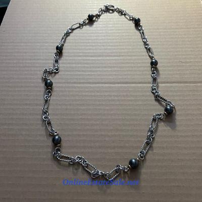 DARK PEARL AND CHAIN NECKLACE