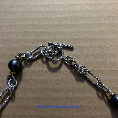 DARK PEARL AND CHAIN NECKLACE