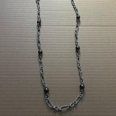 DARK PEARL AND CHAIN NECKLACE