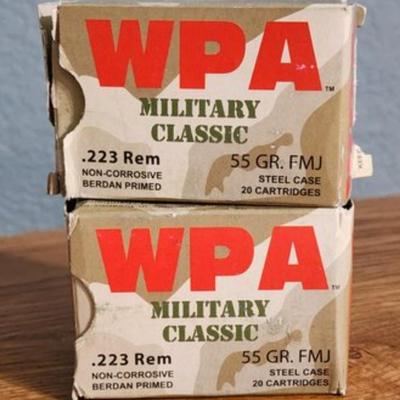 Brand New SEALED WPA Military Classic .223 Rem Steel Case 55 Grain FMJ