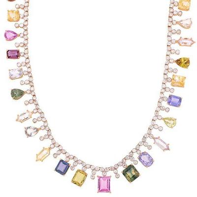 RARE UNHEATED GIA CERTIFIED
MULTI COLOR SAPPHIRE NECKLACE