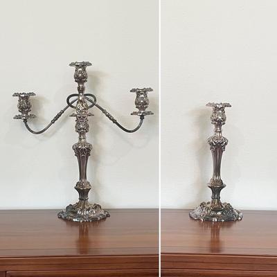 REED & BARTON ~ Pair ~ 2 Piece Silver Plated Candelabras ~ *Read Details