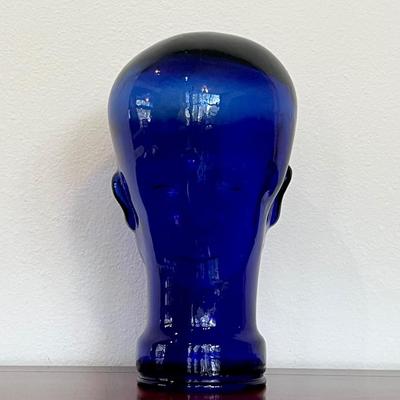 11” Vtg. Cobalt Blue Glass Mannequin Head