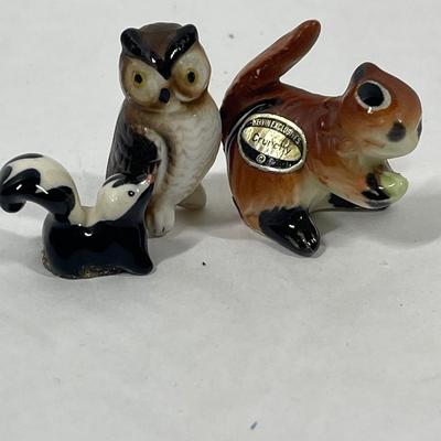 Miniature animals Skunk, Owl, Chipmunk Figurines Kevin Exclusives