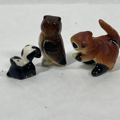 Miniature animals Skunk, Owl, Chipmunk Figurines Kevin Exclusives